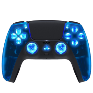 Blue Clear Silent Modz LED Light Up Buttons Wireless Custom Controller for PS5
