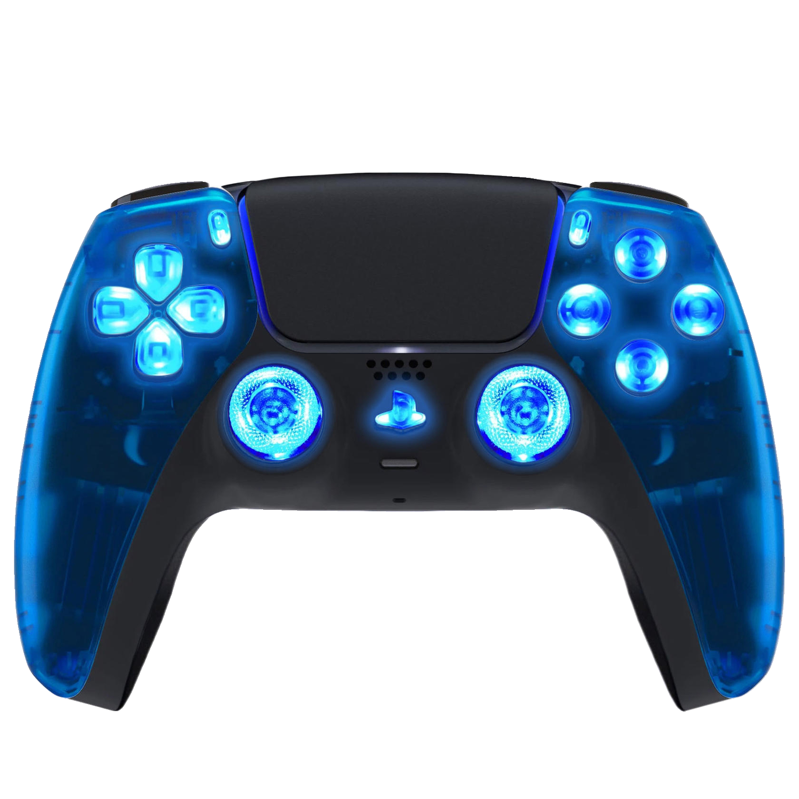 Blue Clear Silent Modz LED Light Up Buttons Wireless Custom Controller for PS5