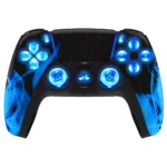 Blue Flames Silent Modz LED Light Up Buttons Wireless Custom Controller for PS5