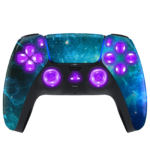Blue Nebula Silent Modz LED Light Up Buttons Wireless Custom Controller for PS5