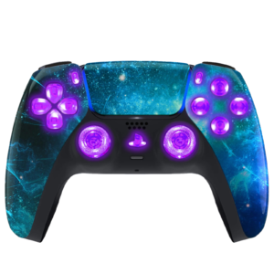 Blue Nebula Silent Modz LED Light Up Buttons Wireless Custom Controller for PS5