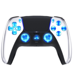 Chrome Silver Silent Modz LED Light Up Button Wireless Custom Controller for PS5