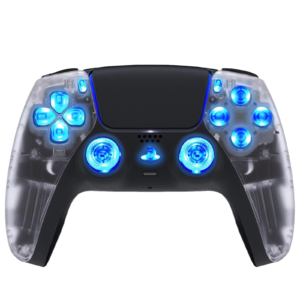 Clear Crystal Silent Modz LED Light Up Button Wireless Custom Controller for PS5