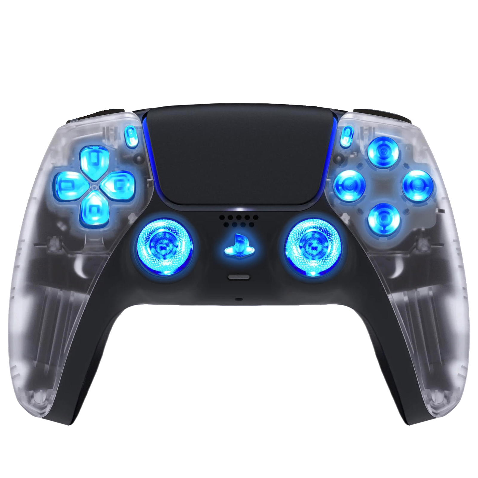 Clear Crystal Silent Modz LED Light Up Button Wireless Custom Controller for PS5