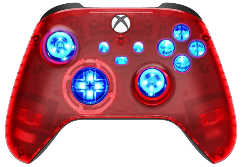 Clear Red LED wireless controller for Xbox Series X|S and Xbox One