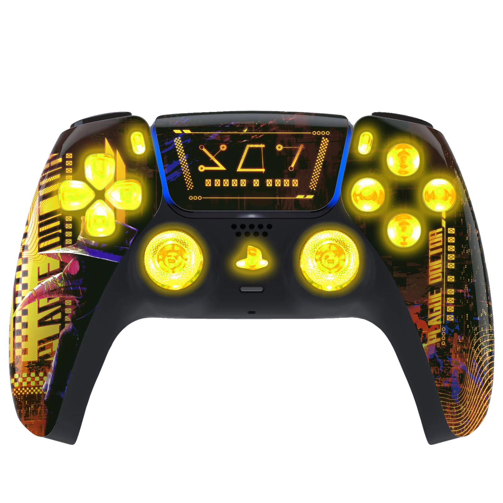 Cyber Yellow Silent Modz LED Light Up Buttons Wireless Custom Controller for PS5