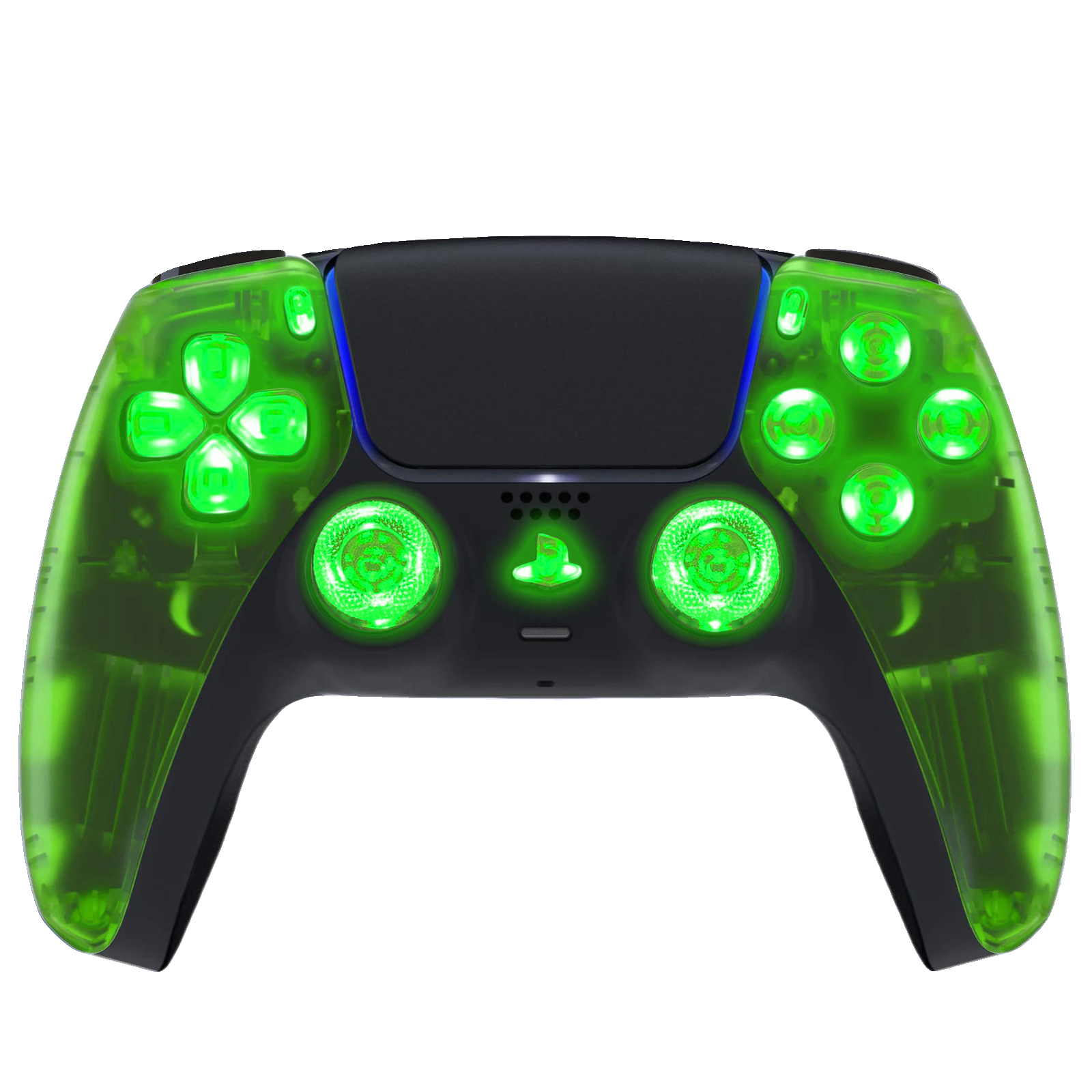 Green Clear Silent Modz LED Light Up Buttons Wireless Custom Controller for PS5