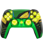 Green Ragnar Silent Modz LED Light-Up Buttons Wireless Custom Controller for PS5