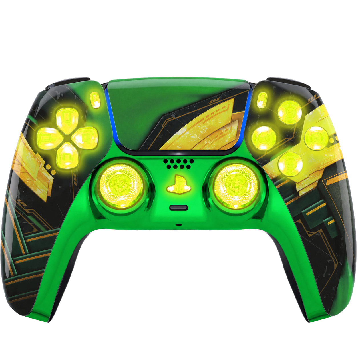 Green Ragnar Silent Modz LED Light-Up Buttons Wireless Custom Controller for PS5