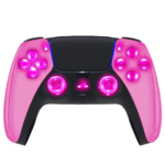 Pink Chrome Silent Modz LED Light Up Buttons Wireless Custom Controller for PS5