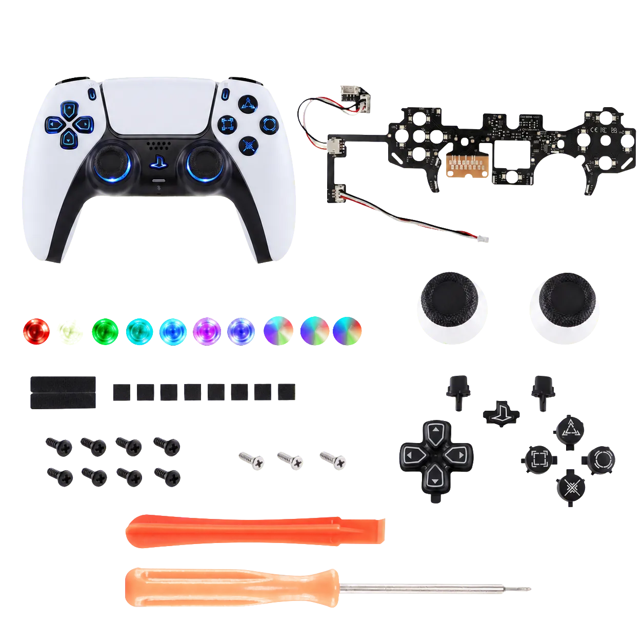 LED button and thumbstick DIY kit for PS5 controller