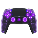 Purple Clear Silent Modz LED Light Up Buttons Wireless Custom Controller for PS5