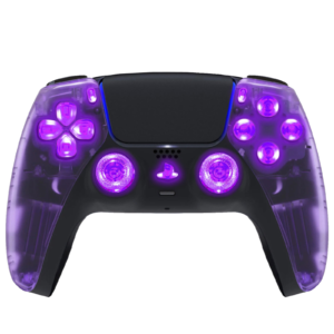 Purple Clear Silent Modz LED Light Up Buttons Wireless Custom Controller for PS5
