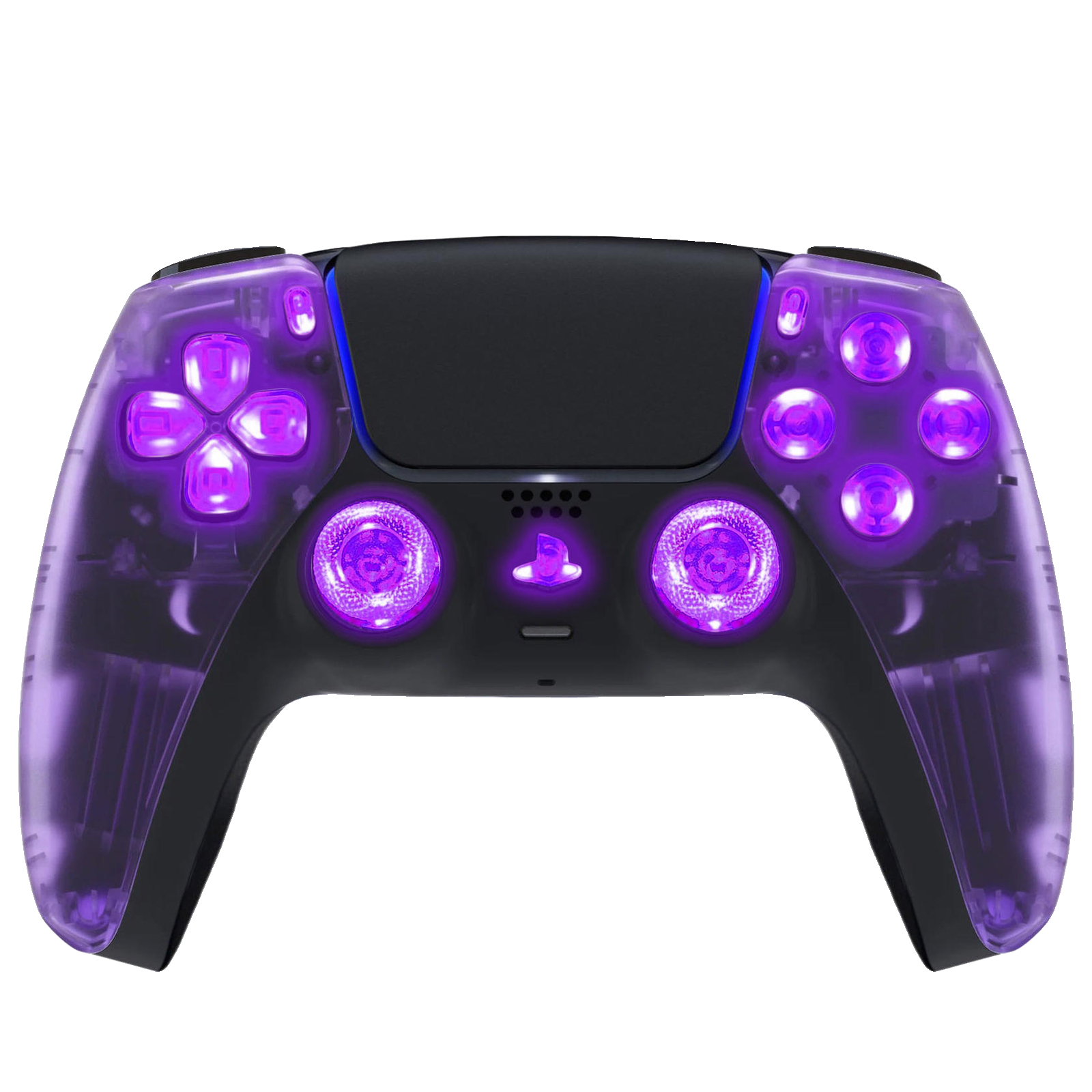 Purple Clear Silent Modz LED Light Up Buttons Wireless Custom Controller for PS5