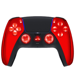 Red Chrome Silent Modz LED Light-Up Buttons Wireless Custom Controller for PS5