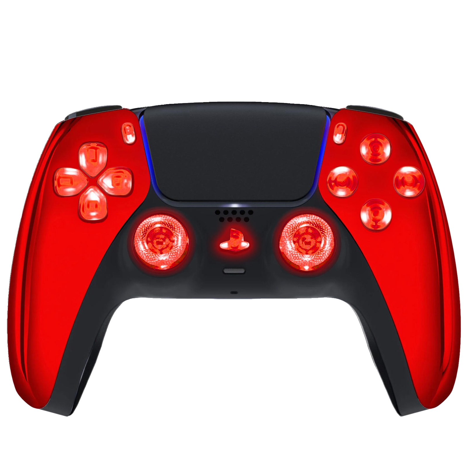 Red Chrome Silent Modz LED Light-Up Buttons Wireless Custom Controller for PS5
