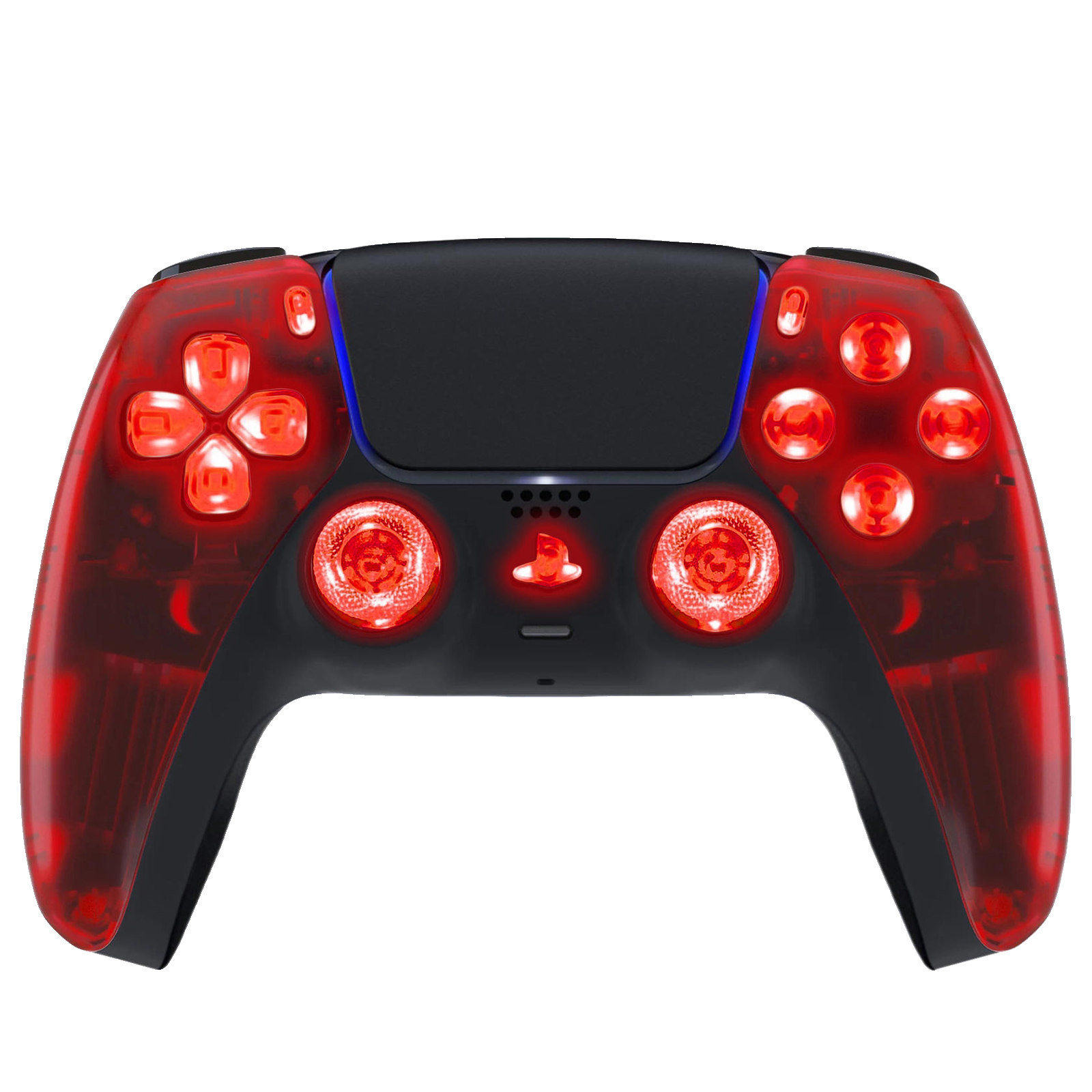 Red Clear Silent Modz LED Light Up Buttons Wireless Custom Controller for PS5
