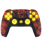 Red Skulls Silent Modz LED Light-Up Buttons Wireless Custom Controller for PS5