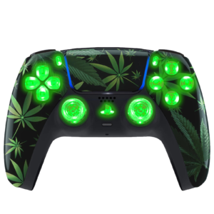 Weed Leaf Silent Modz LED Light Up Buttons Wireless Custom Controller for PS5