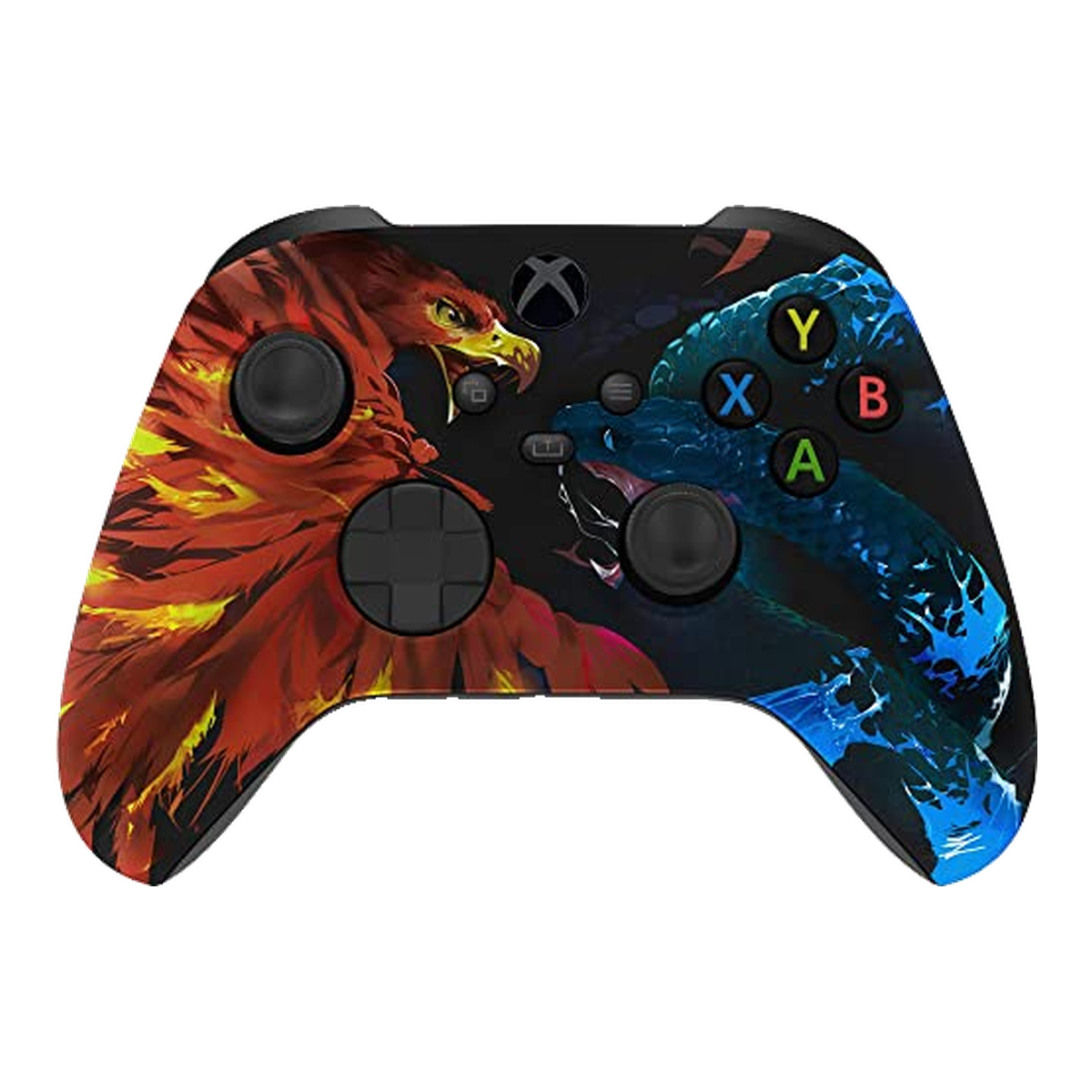 Fire Eagle vs Ice Snake custom Xbox wireless controller