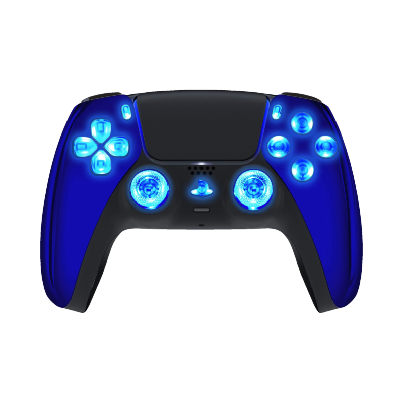 Blue Chrome LED wireless controller for PS5
