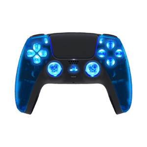 Blue Clear LED PS5 controller