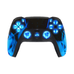 Blue Flames Silent Modz LED Light Up Buttons Wireless Custom Controller for PS5