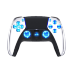 Chrome Silver Silent Modz LED Light Up Button Wireless Custom Controller for PS5