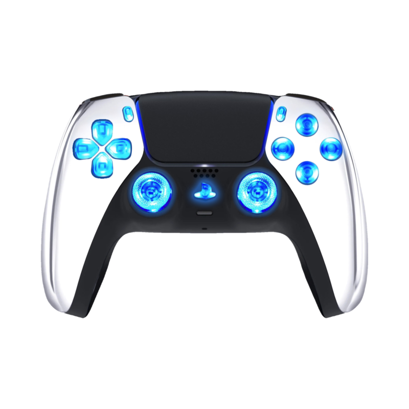 Chrome Silver LED wireless controller for PS5