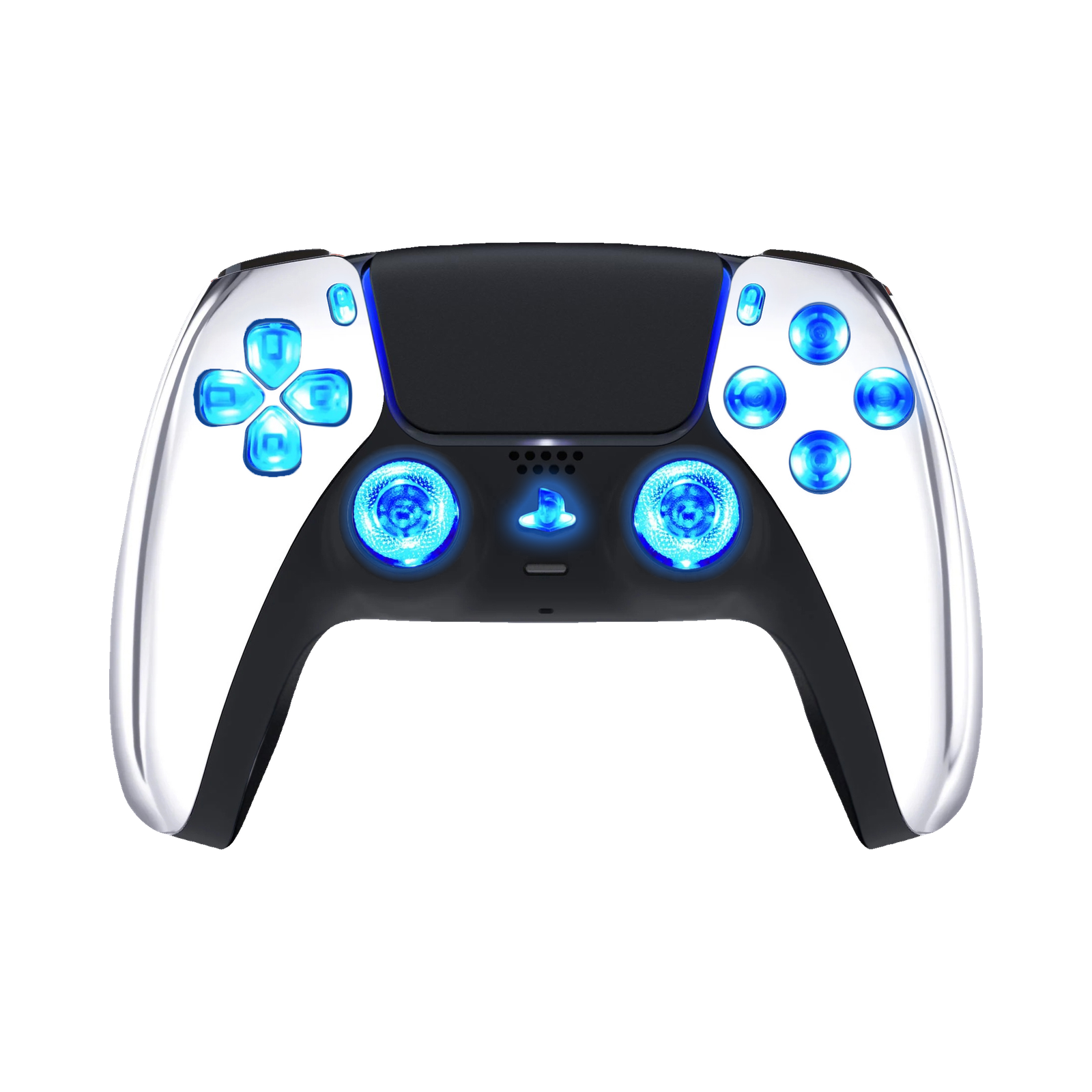 Chrome Silver LED PS5 controller