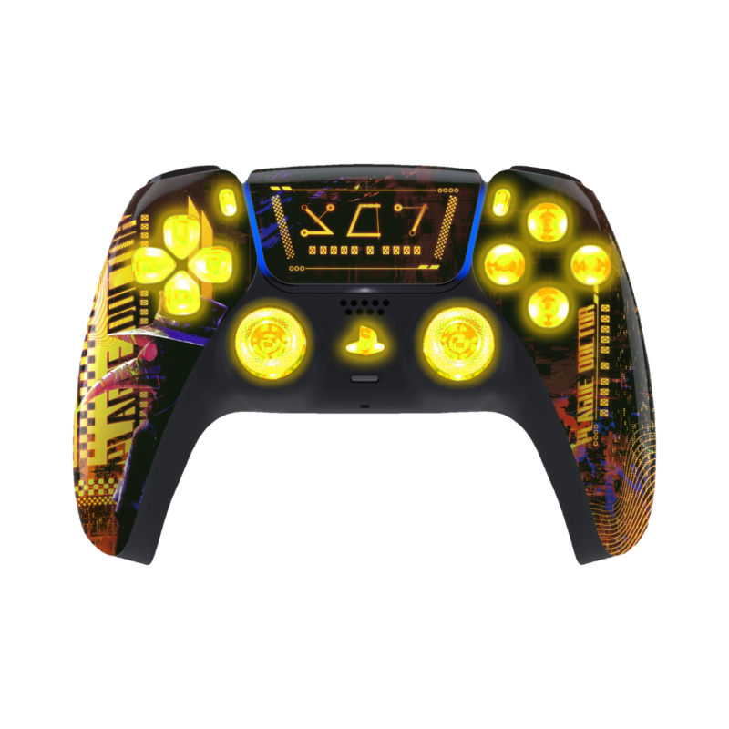 Cyber Yellow LED wireless controller for PS5