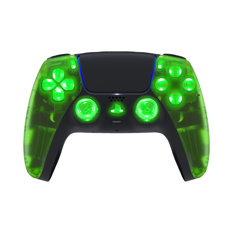 Green Clear LED wireless controller for PS5
