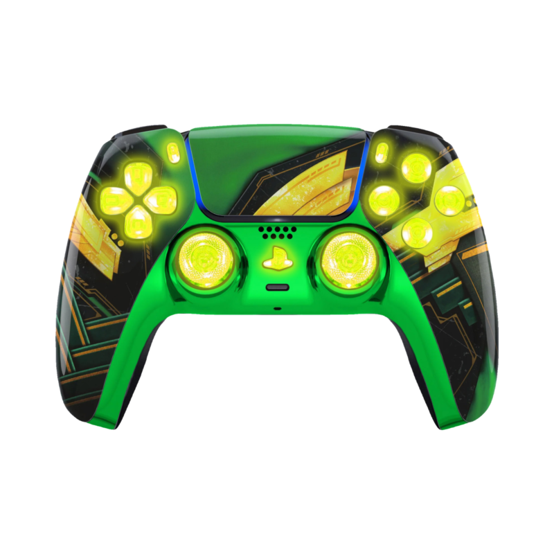 Green Ragnar LED wireless controller for PS5
