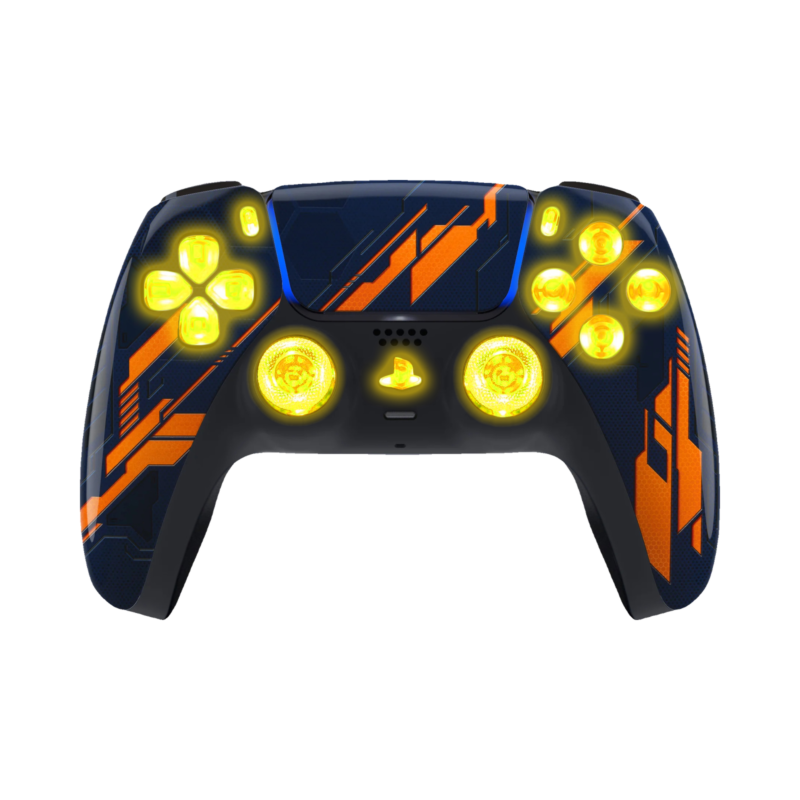 Orange Mecha LED wireless controller for PS5