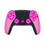Pink Chrome Silent Modz LED Light Up Buttons Wireless Custom Controller for PS5
