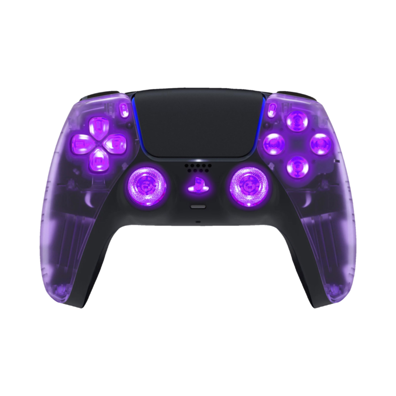 Purple Clear LED wireless controller for PS5