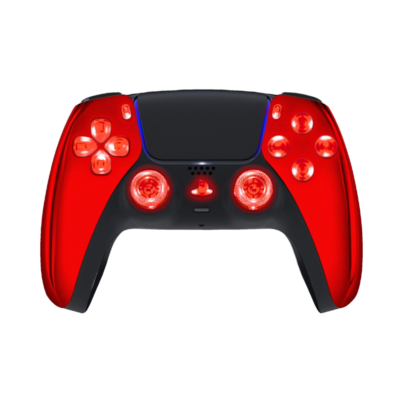 Red Chrome LED wireless controller for PS5