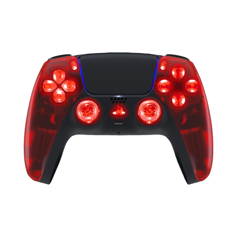 Red Clear LED wireless controller for PS5