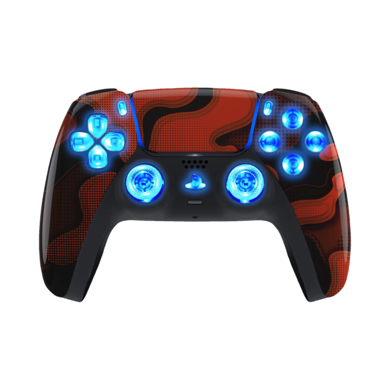 Red Digital LED wireless controller for PS5