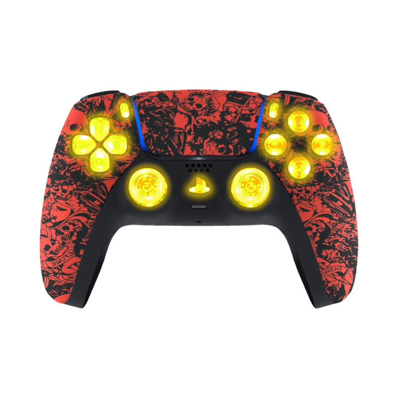 Red Skulls LED wireless controller for PS5